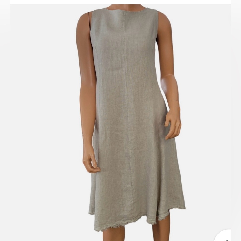 Cosmo Beige Linen Dress Size XS Made in Italy